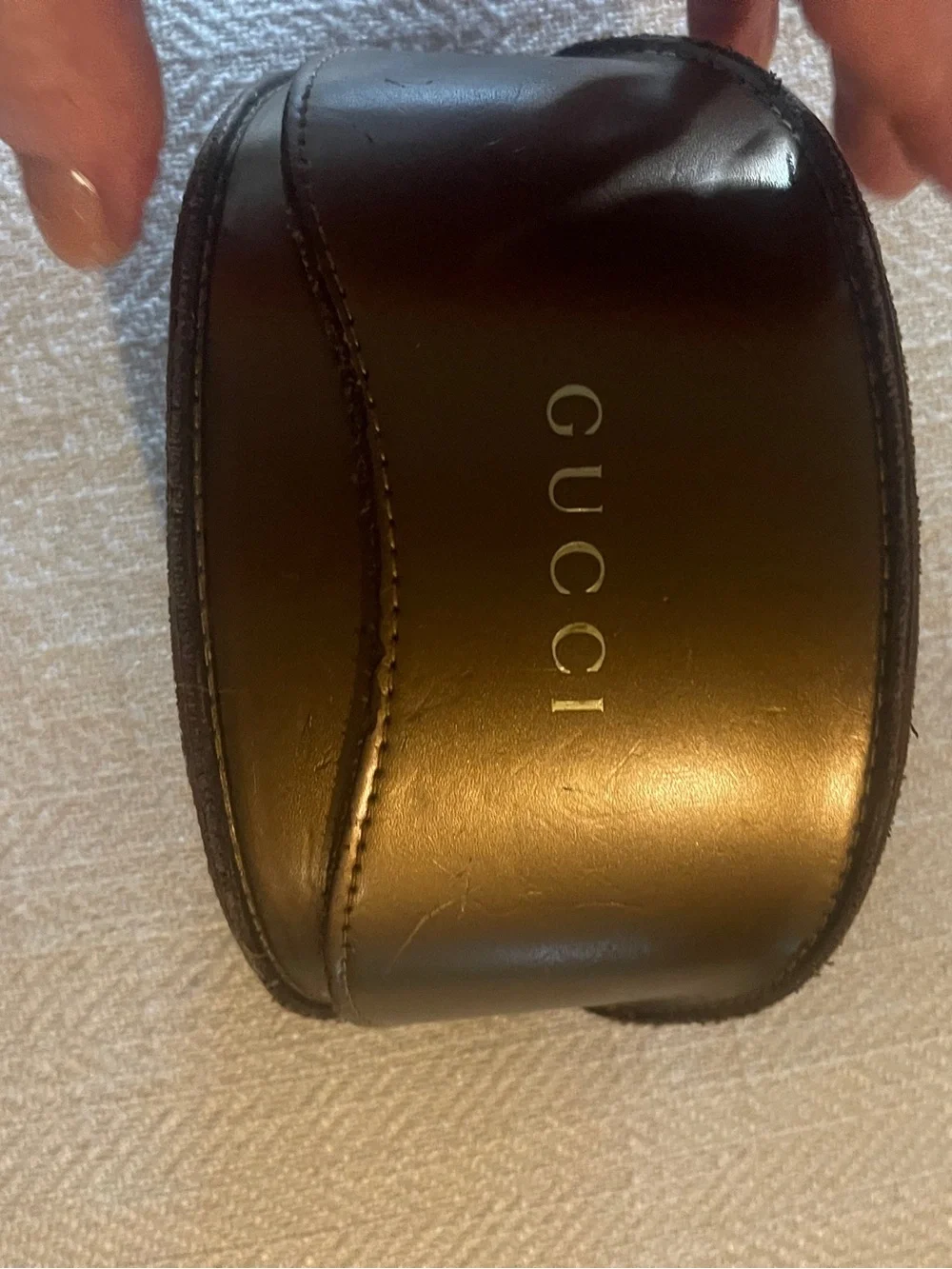 Gucci  Woman or Man's Leather sunglass  Case in Dark Brown fully lined